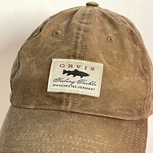 Orvis Fishing Hat Brown Adjustable Fly Fishing Outdoor Dad Cap Distressed Look